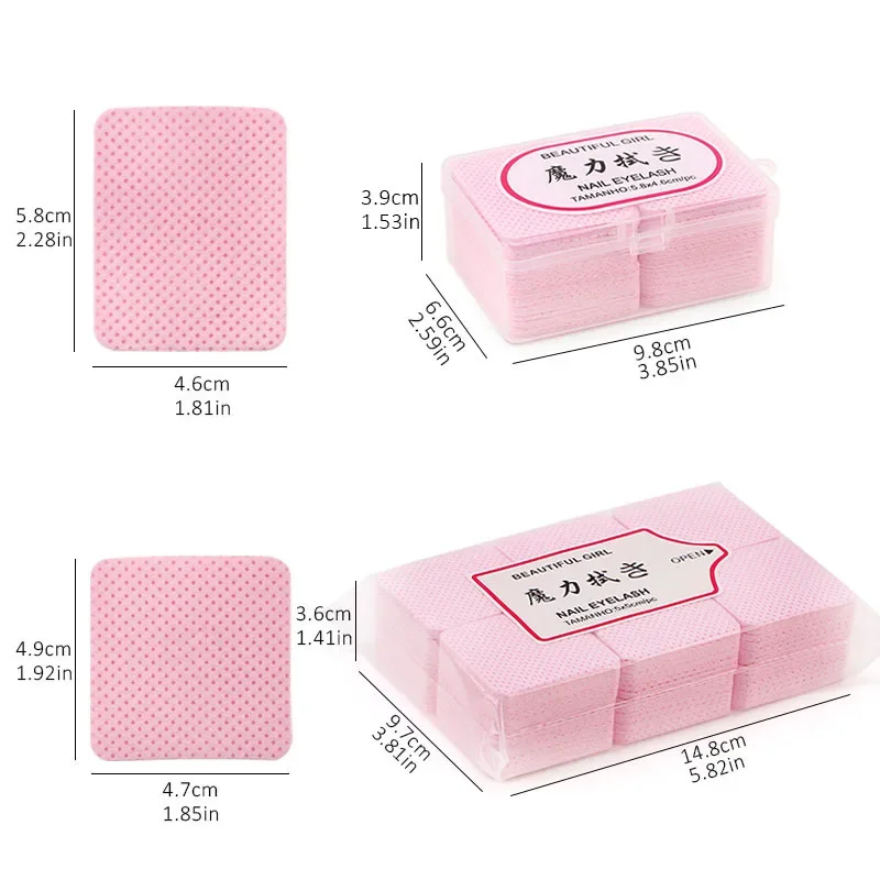 540pcs Lint-Free Cotton Pads Eyelash Extension Glue Remover Nail Polish Remover Cotton Wipes UV Gel Tips Cleaning Paper Pad Tool