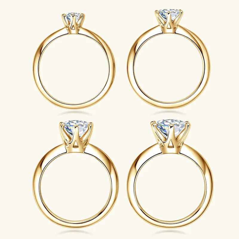 سوليتير 3ct 2ct 1ct مويسانيتي خاتم الزواج للنساء 925 الفضة مطلي 18K الذهب إثارة خواتم الماس إصبع وعد مجوهرات