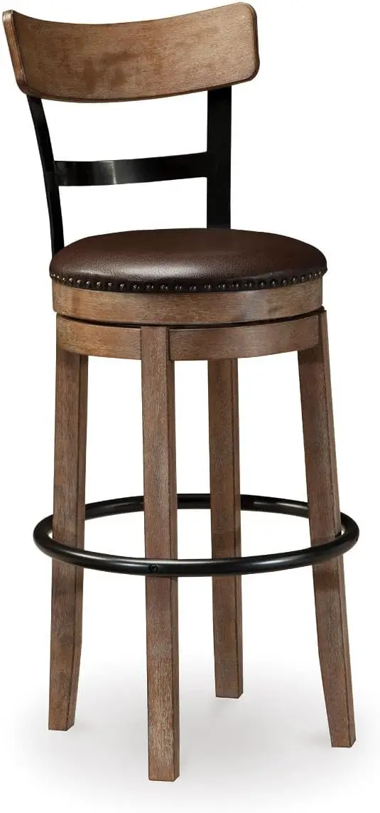 

Pinnadel 30" Modern Swivel Pub Height Barstool, Light Brown