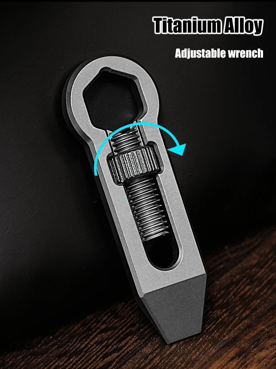 Imagem -02 - Criativo Mini Liga de Titânio Crowbar Chave Inglesa Ajustável Multifuncional Pingente de Colar Chaveiro Edc Gadget Wrench Pingente ao ar Livre 10g