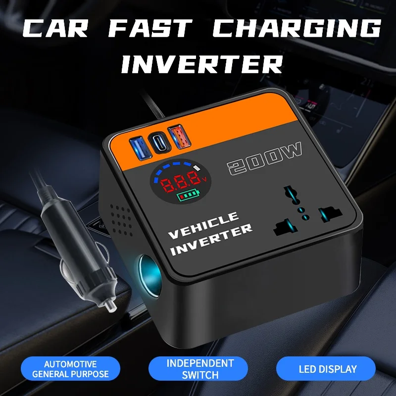 Car Inverter Charger Universal 12V/24V to 110V/220V Multi-Function Power Converter Charging Mobile Phone