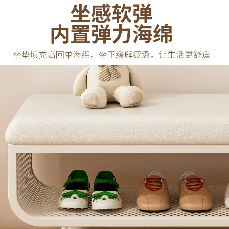 Shoe stool for changing at home, home entrance can sit on a shoe stool, cream style shoe stool