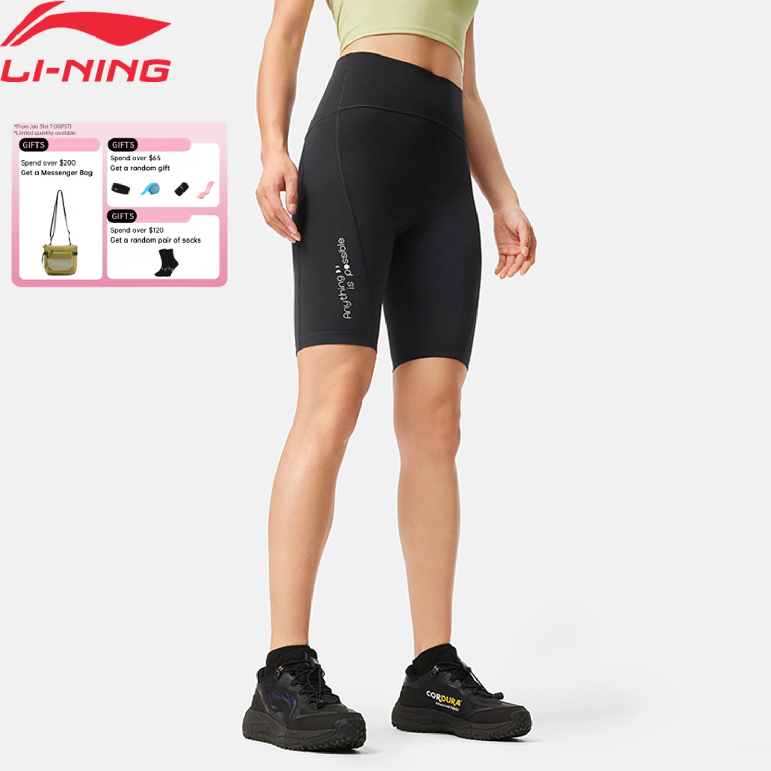 

Li-Ning Women's Fitness Shorts INNOLOCK 64%Polyamide 36%Elastane Tight Fit LiNing Sports Comfortable Bottoms AUSV020