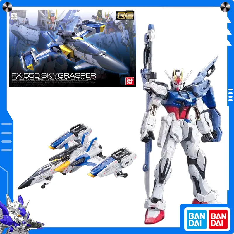Originale Bandai Gundam Seed 1/144 RG FX-550 Skygrasper Launcher/Sword Pack Anime Action Figure Modello di Montaggio Raccogliere Ornamento