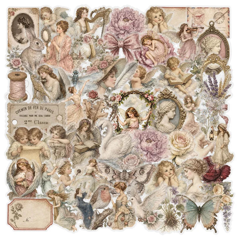 50Pcs Retro Angel Stickers Vintage Collage Decals Waterproof for Phone Skateboard DIY Scrapbook