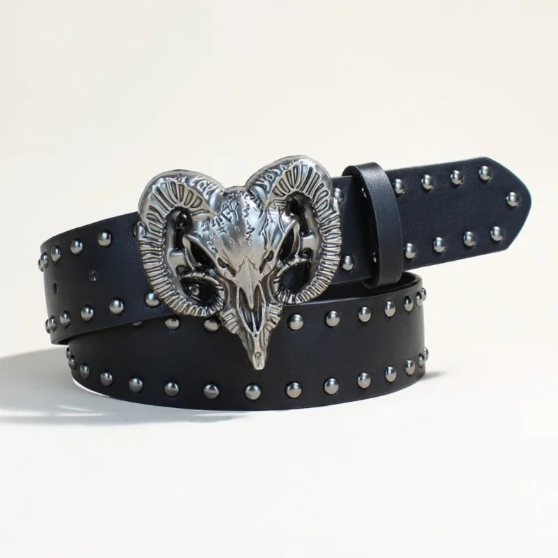 European American “It Girl” Fashion Hip-Hop Punk Subculture Belt  Animal-Print Cow-Themed Custom Studded Belt for Women