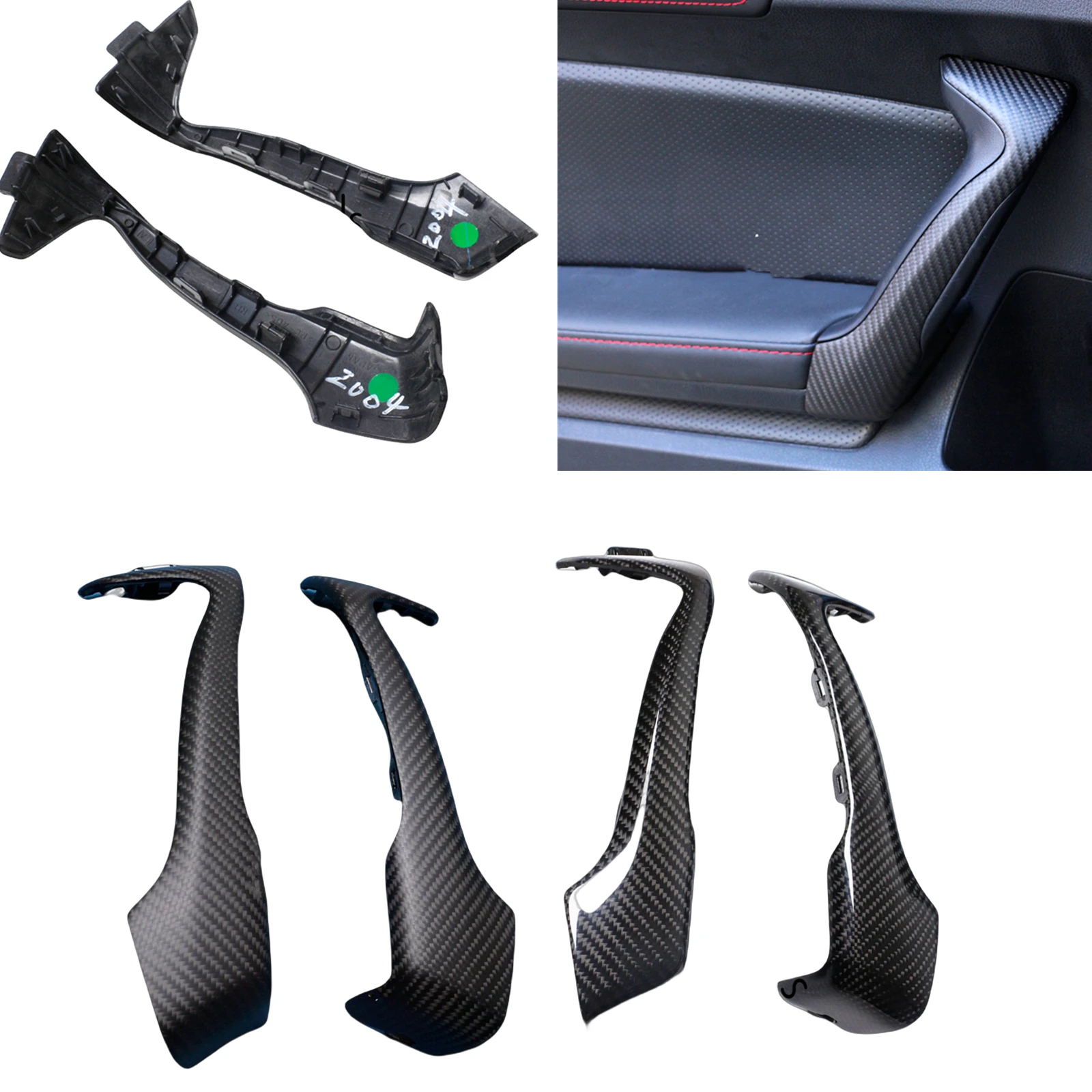 2pcs Car Interior Door Panel Handle Pull Grab Cover Trim For Toyota 86 GT86 Subaru BRZ Scion FR-S 2013-2020