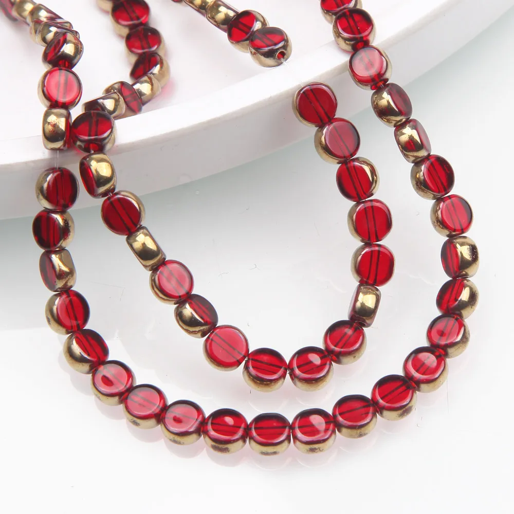 54PCS  Round Glass Beads for Jewelry Making Bracelet Necklace Supplies Crafts Findings Accessories 6.3mm