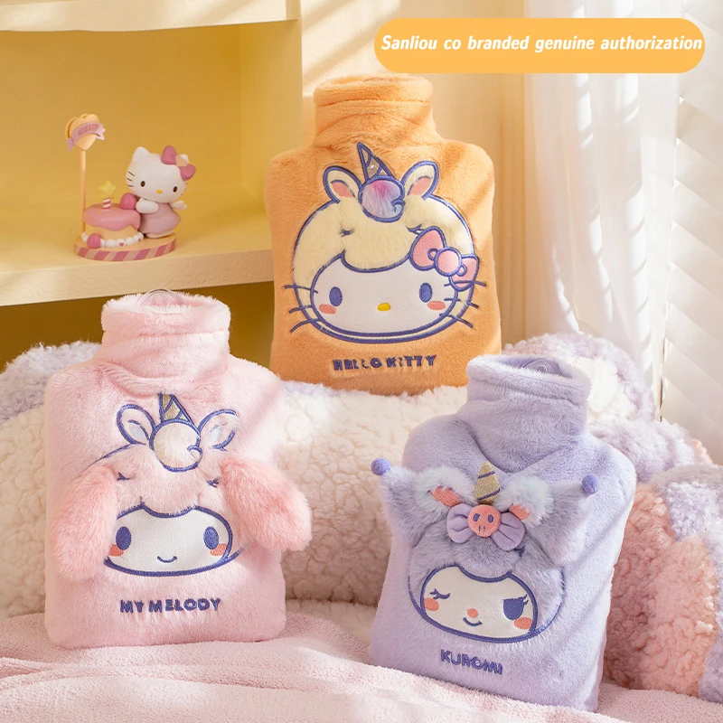 850ML Sanrio Hello Kitty Plush Hot Water Bottle Kuromi My Melody Reusable Hand Warmer Heat Pack Girls Gifts