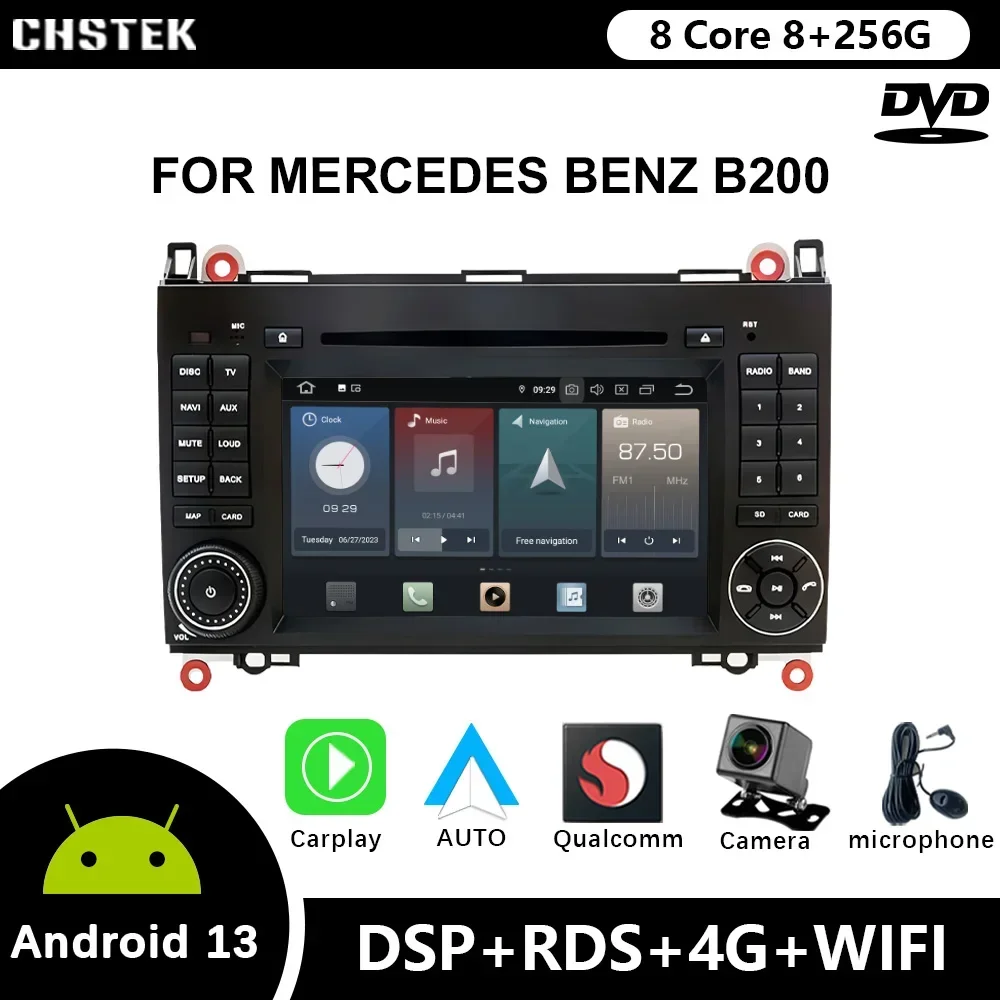 

Автомобильный радиоприемник CHSTEK Android 12 Qualcomm для Mercedes Benz B200 A B класс W169 W245 Viano W639 Sprinter W906 DVD GPS CarPlay Wi-Fi 4G