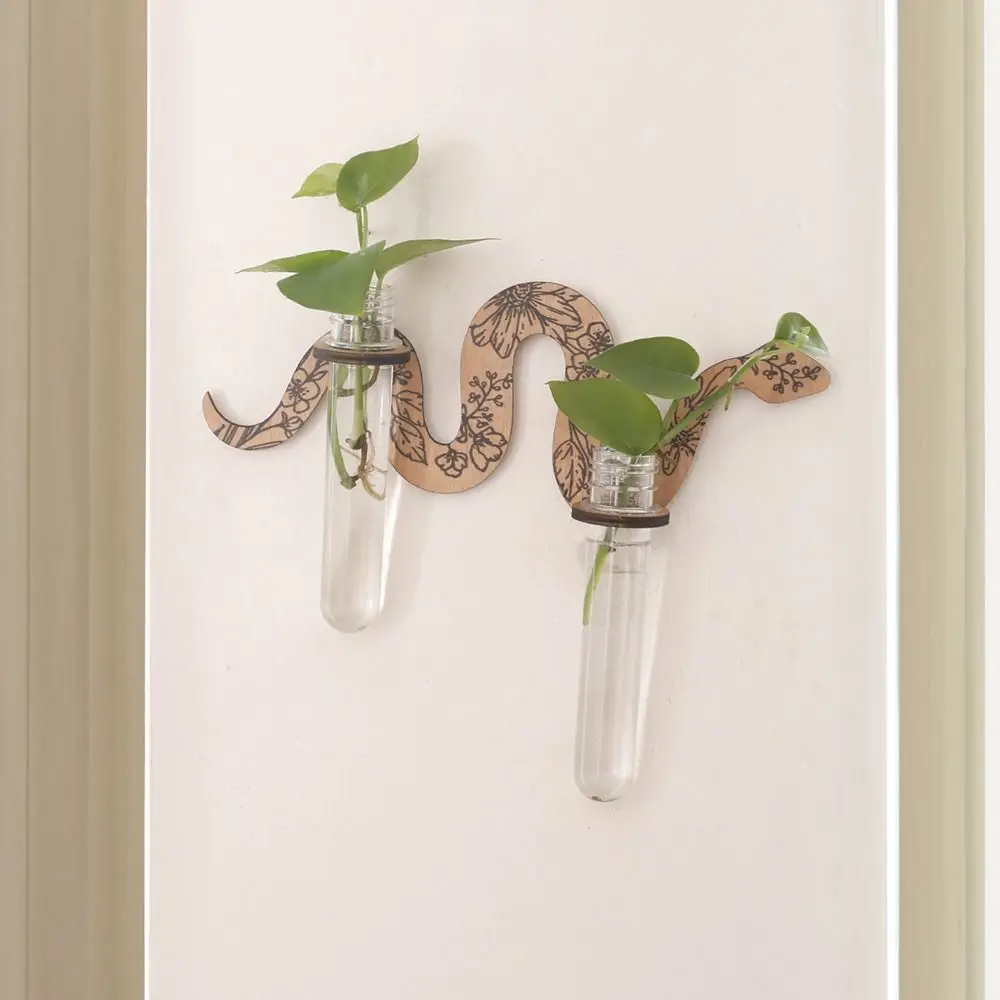 Wall Shelf Wooden Hydroponic Planter Shelf Vase Retro Wall Decoration Hollow Out Home Ornaments Planter Holder Home Decor