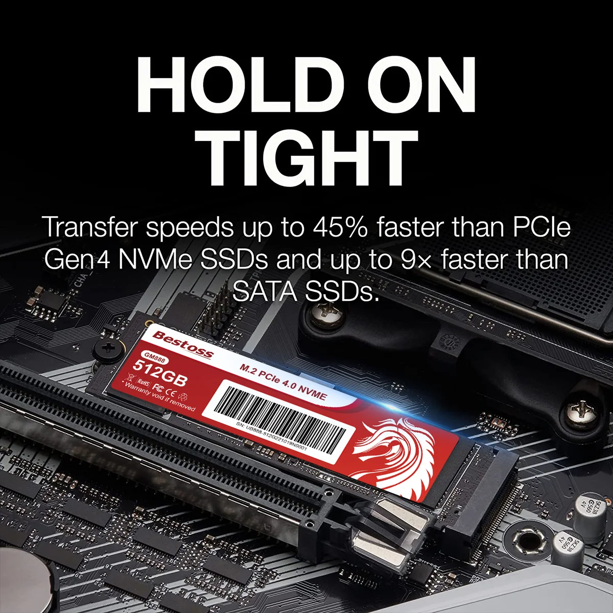 Bestoss M.2 NVMe PCIe 4.0x4 SSD 512GB 1TB 2280 7000MB/s SSD Unità a stato solido interna per computer da gioco fai da te PS5