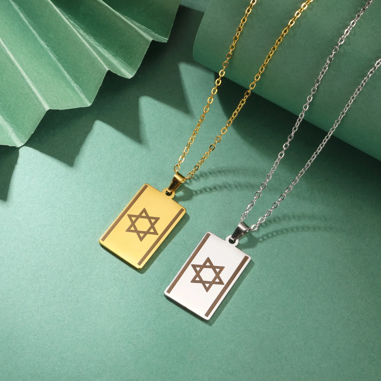 Israel Flag Star of David Stainless Steel Necklace Jewish Religious Talisman Gift for Women