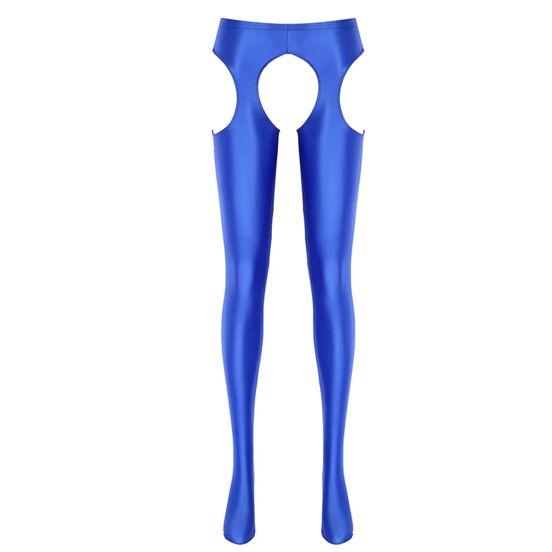 Celana legging ketat pinggang tinggi mengilap XXL minyak pria stoking celana ketat Lingerie seksi pakaian tidur potongan tanpa tali