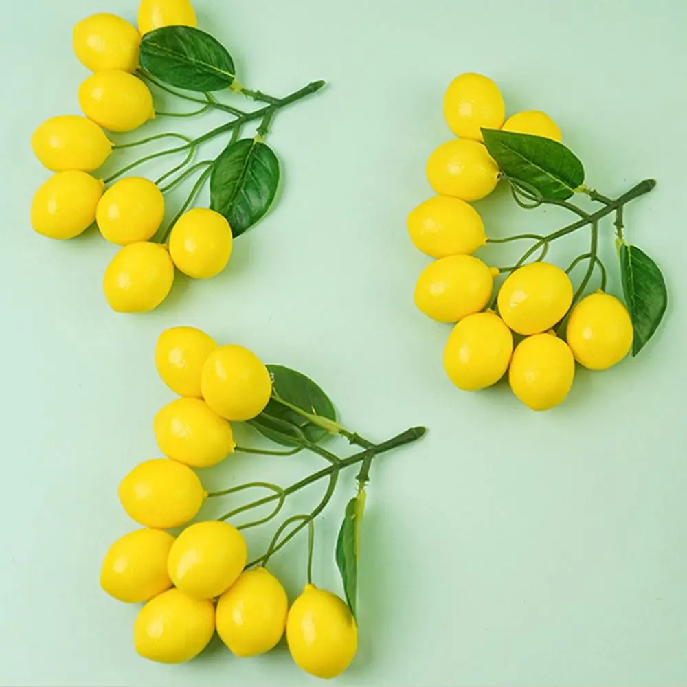 

Handmade Artificial Lemons String DIY Foam Simulation Lemon Branches Elegant Lifelike Faux Lemon Farmhouse Garden Decor