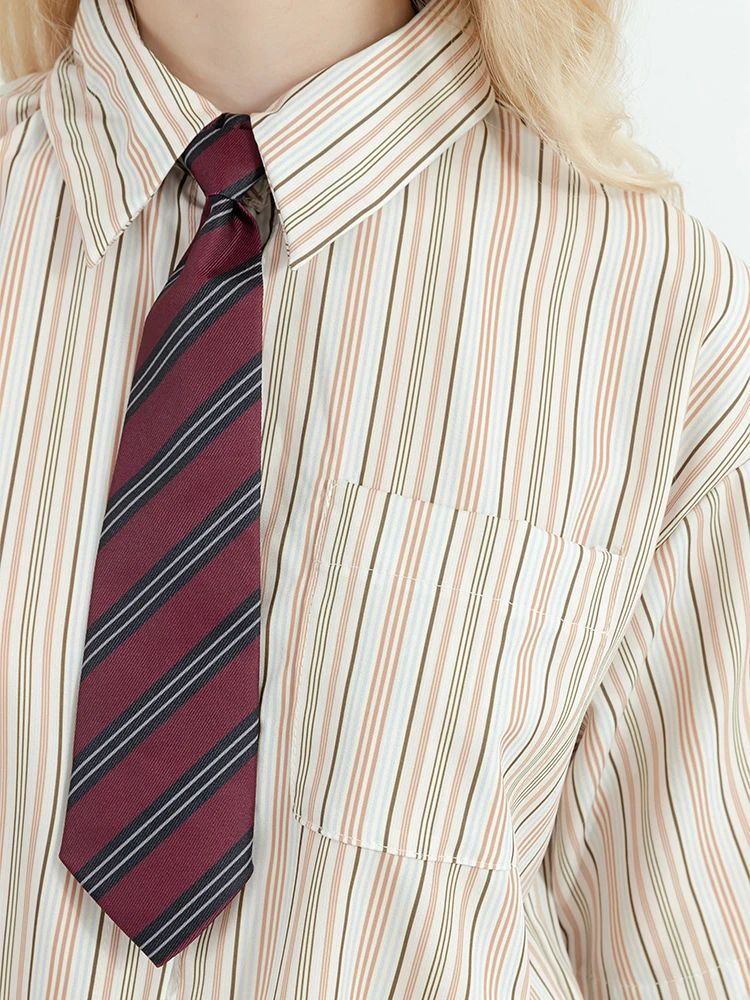 Camisa a rayas de estilo pijo con corbata para mujer, Tops coreanos elegantes de manga corta Y2k que combinan con todo, blusa Vintage Harajuku para