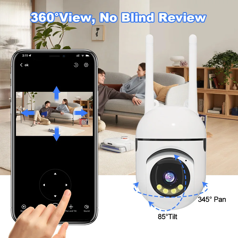 Mini 5MP WiFi Camera Home PTZ IP Camera Two-Way Audio Wireless Surveillance Camera Auto Home Tracking Security CCTV Camera