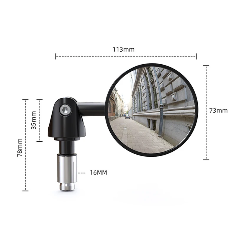 BLALION 2PCS Motorcycle Handlebar Rearview Mirror Small Round Mirror Blind Spot Wide Angle Handlebar Extended Rear View Mirrors