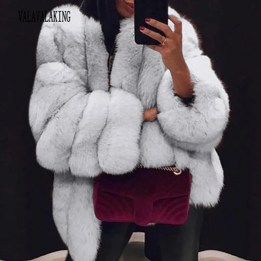 2025 Winter Plus Size Faux Fur Long Coat Women Elegant Long Sleeve Fluffy Cardigan Jacket Ladies Large Thick Warm Furry Outwear