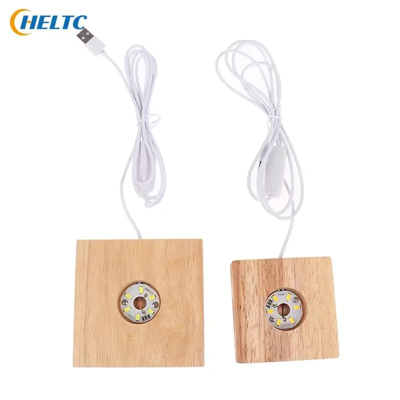 Wooden LED Light Display Stand - Rotating Lamp Holder with Remote Control