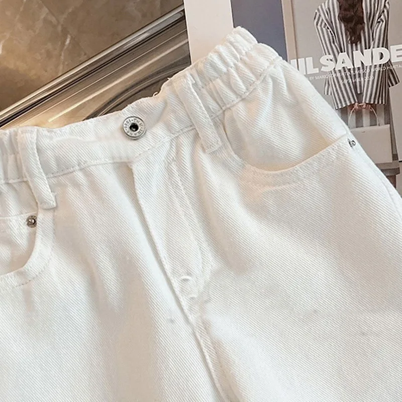 ربيع الخريف تنوعا موضة الدنيم السراويل للبنين بنات 1-10 سنوات للجنسين الاطفال الجينز الأبيض 2025 جديد الكورية بناطيل أطفال #4