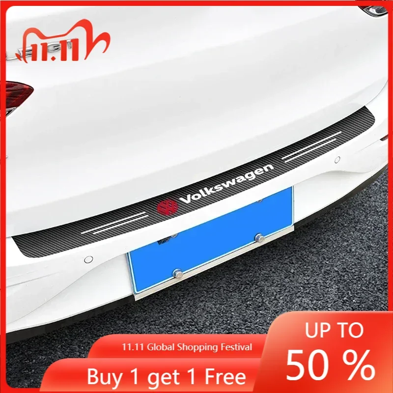 Carbon Fiber Car Rear Bumper Trunk Guard Protected Sticker For Volkswagen MK6 MK5 MK4 MK7 Golf-4 5 6 7 Passat Ibiza Leon FR 2