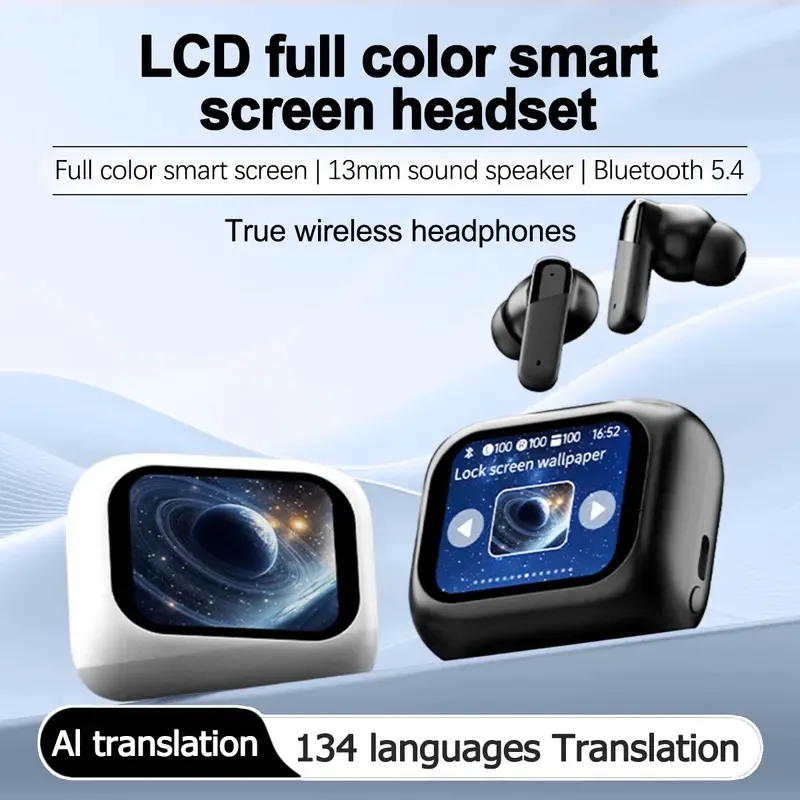

Наушники с Bluetooth и AI-переводом на 134 языка ​ ​ Поддержка сенсорного ЖК-экрана, Bluetooth-наушники, длительное время автономной работы