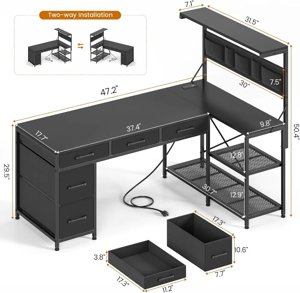 L Shaped Gaming Desk 47.2