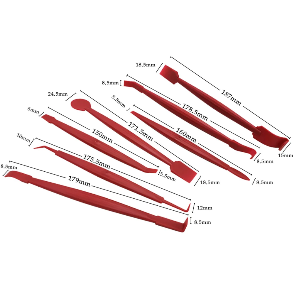 

7pcs Car Wrap Tool Kit Red Pp Material Film Cutter Squeegee For Window Tinting Auto Accessories Car Glass Scraper Portable