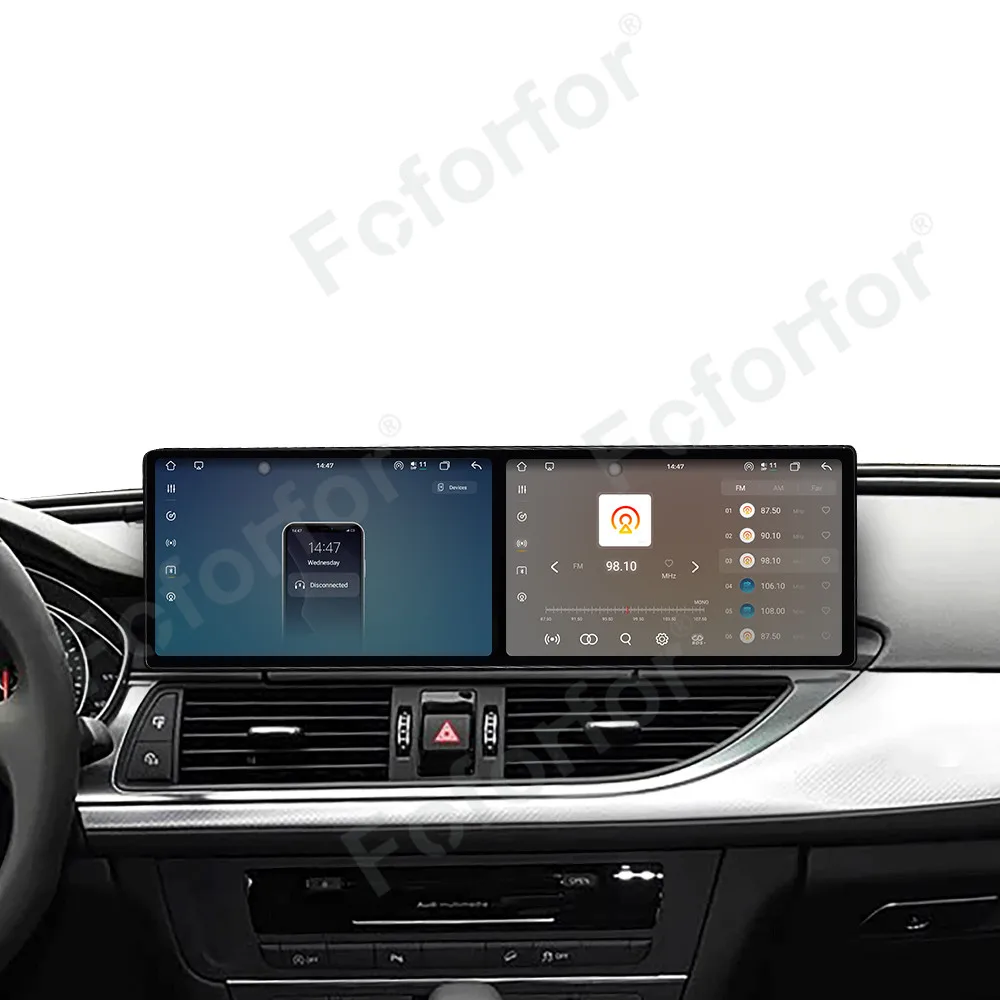 9,1-дюймовый двойной сенсорный экран для Audi A6 A7 2016-2018, мультимедийный плеер, автомобильный радиоприемник, GPS-навигация, Android 15, стереохост Carplay