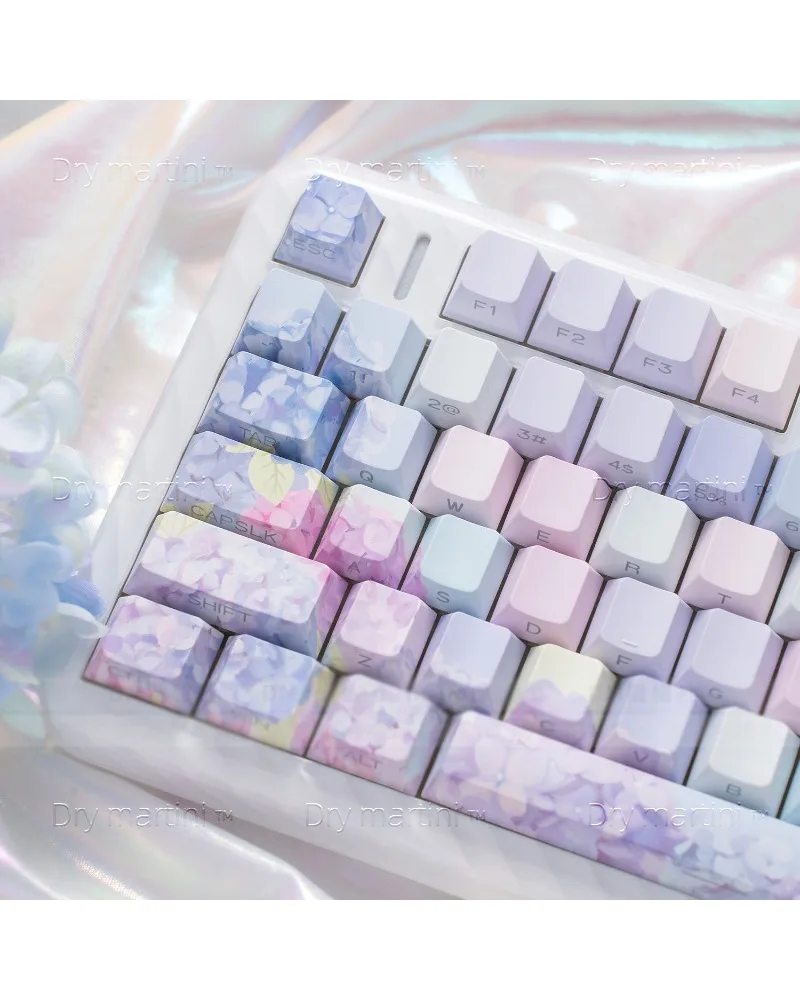 Endless Summer Guofeng Full Set of Side Engraved Transparent Keycaps Original PBT Hot Sublimation High Value 68/84/87/98/108