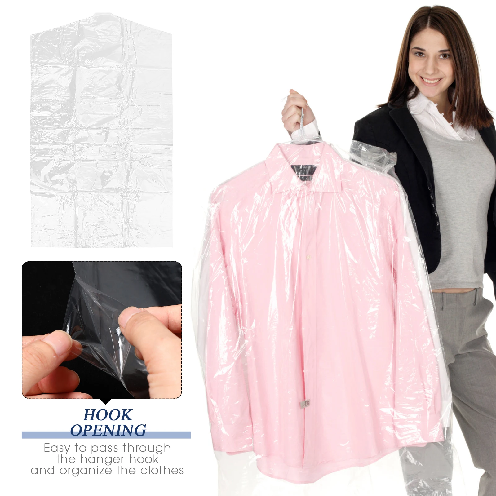 

50 pcs Dry Cleaning Bag Clothing Dust Cover Garment Storage Transparent Suit Protector Wardrobe
