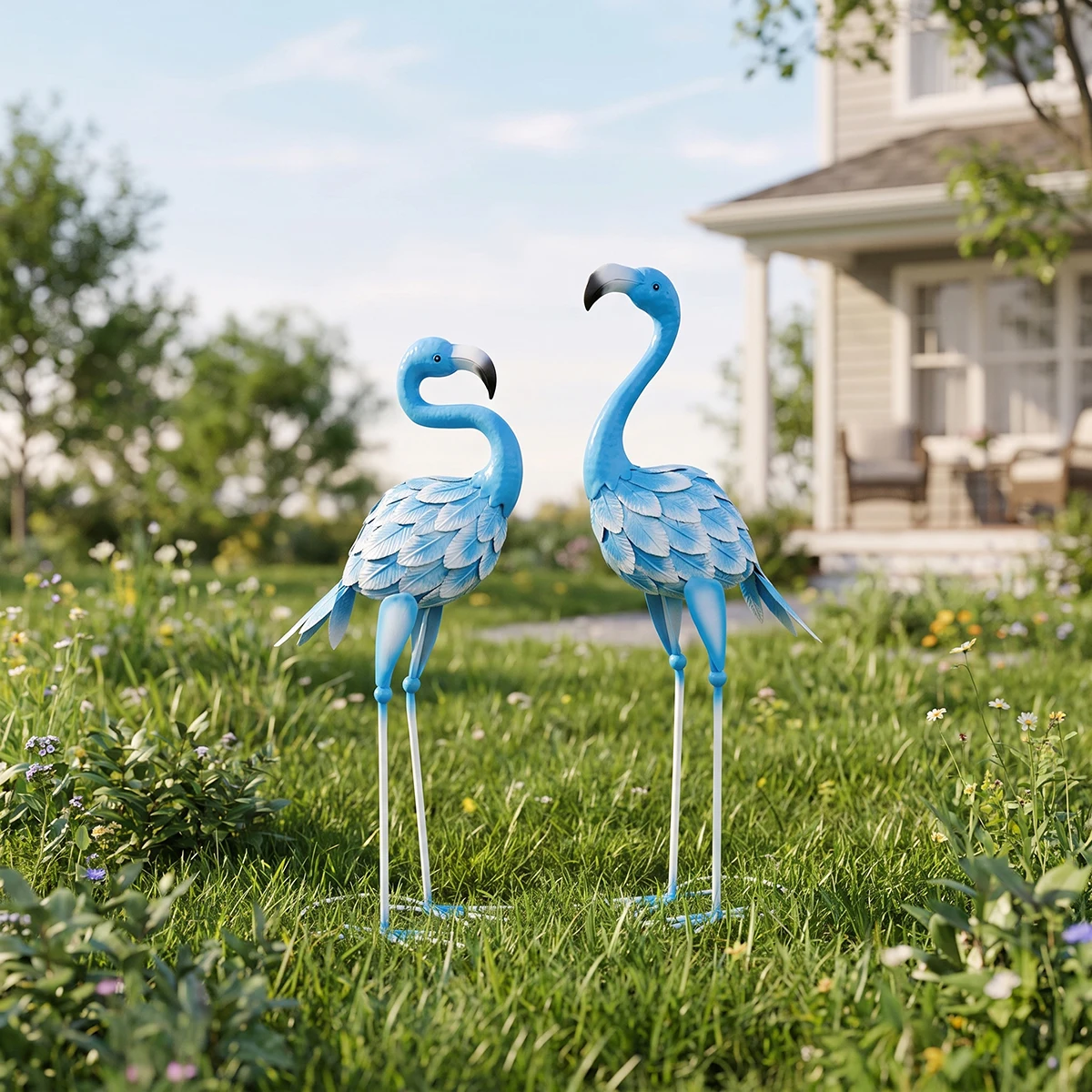 Imagen 6: GEEYANG Estatua de Flamingo de Metal Grande para Jardín, Escultura para Decoración de Interiores, Exteriores, Patio, Césped, Regalo Perfecto para el Día de la Madre o Boda