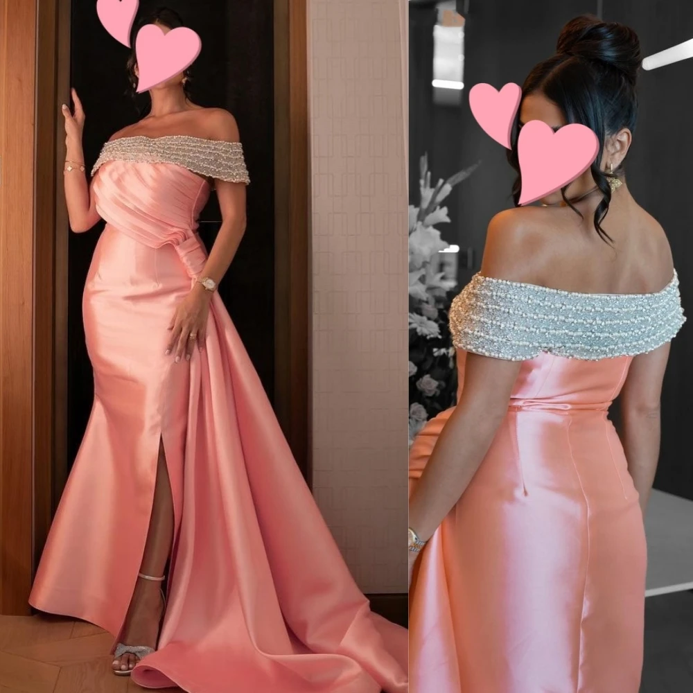 

Jiayigong Satin Beading Valentine's Day Mermaid Off-the-shoulder Bespoke Occasion Gown Long Dresses Saudi Arabia