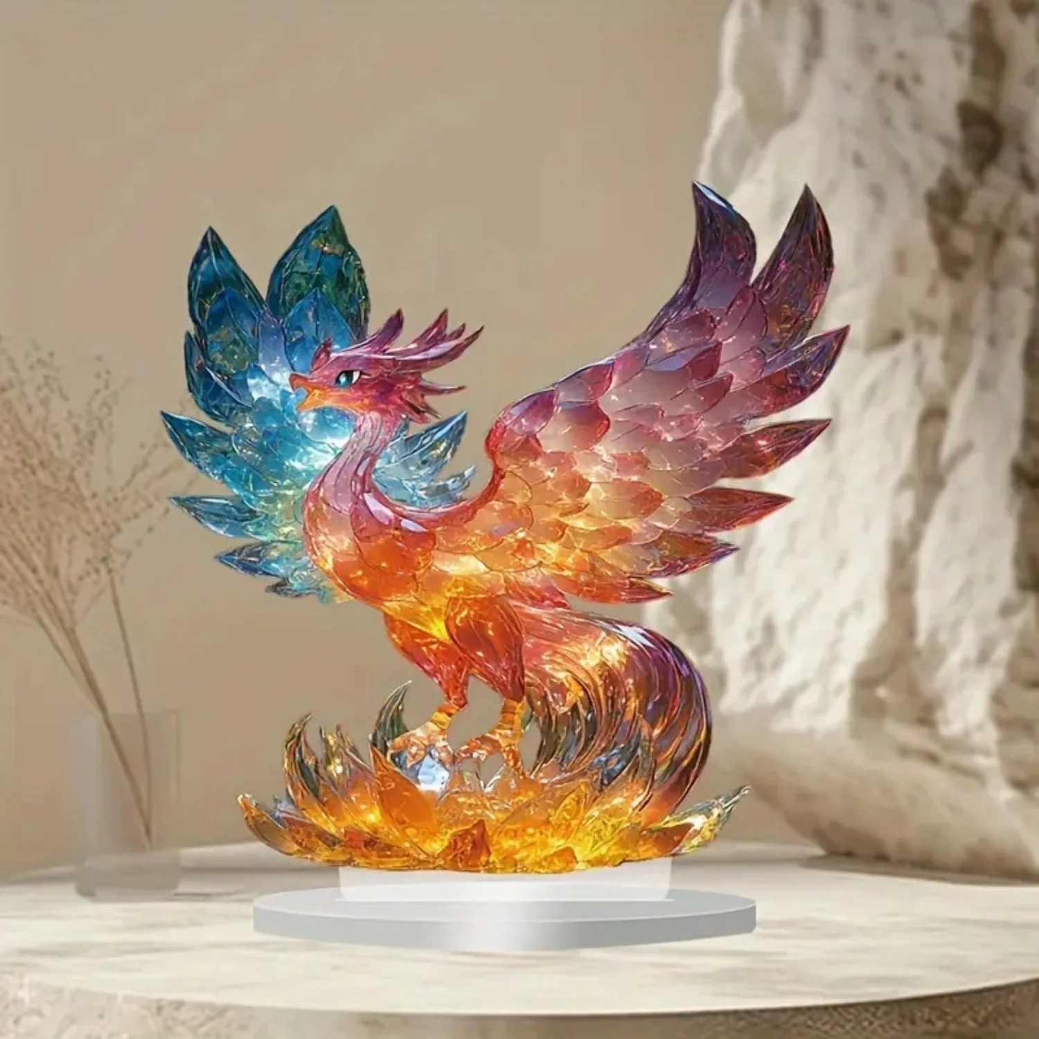 تمثال فينيكس الناري، تمثال أكريليك مسطح ثنائي الأبعاد، المنزل، المكتب، المقهى، الغرفة، الاستوديو، علبة العرض، زخرفة الطاولة، هدية ديكور سطح المكتب #6