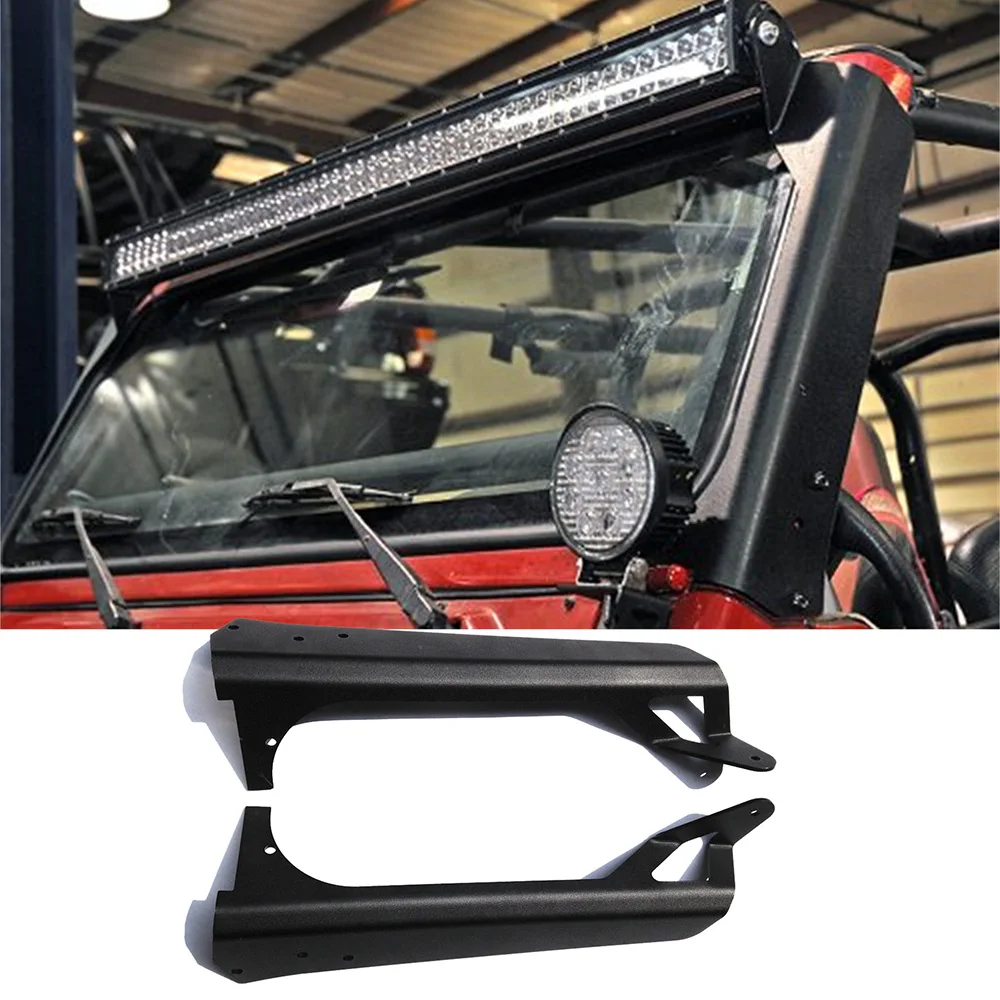 Suporte para Barra de Luz LED Reta SXMA J127 para Montagem no Para-brisa Superior de 50 Polegadas, Aço, 1 Par para Jeep TJ 1997-2006
