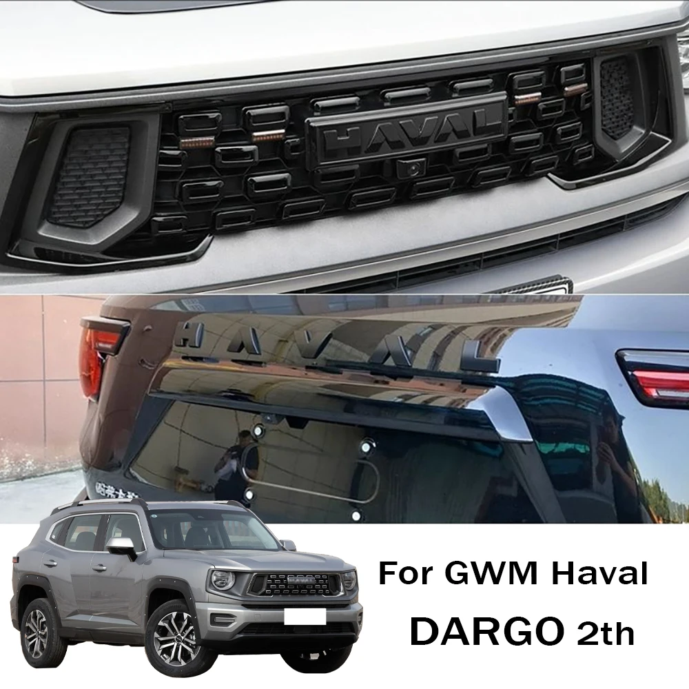 

Modified Car Front Bumper For Great Wall GWM Haval DARGO 2th Gen 2023 2024 ABS Grille Modification Front and Rear Car Stickers