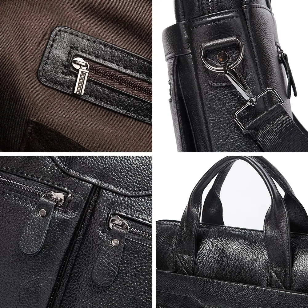 HUMERPAUL Men's Genuine Leather Briefcase Business Laptop Bag with Multiple Pockets Durable Handbag Shoulder Bags for Travel ﻿