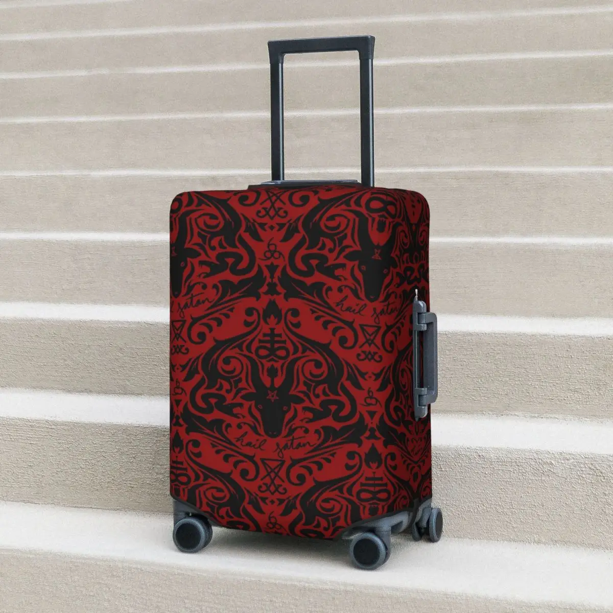 

Damask - Hail Satan (Black And Red Default) Suitcase Cover Protection Elastic Travel Luggage Protector Covers for 18-32 Inch