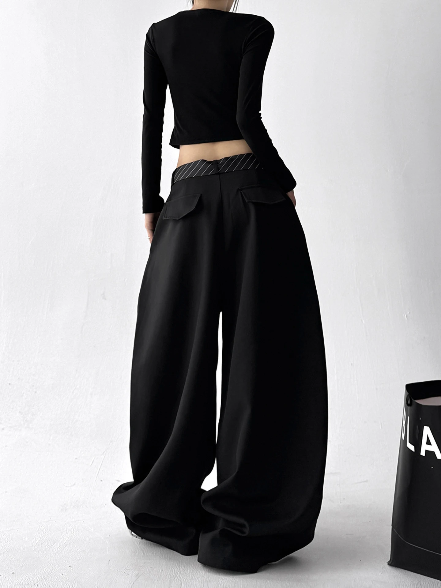 Origineel ontwerp hoge taille wijde pijpen casual broek dames herfst faion broek veelzijdige rechte snit groot formaat