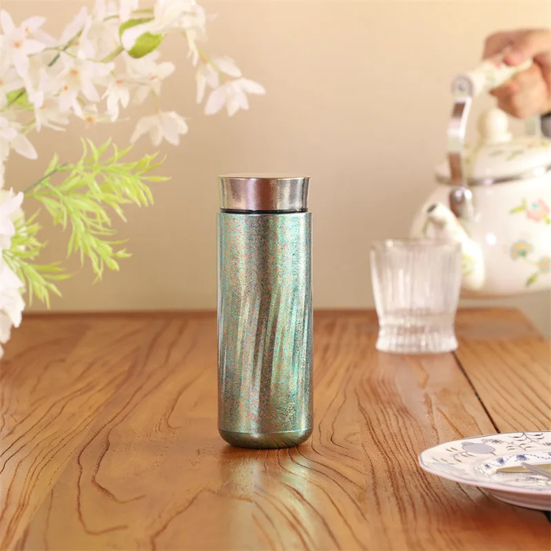 Double-Layer Pure Titanium Thermos Cup High-Grade Gold Titanium Cup Tea Business Office Gift Water Cup