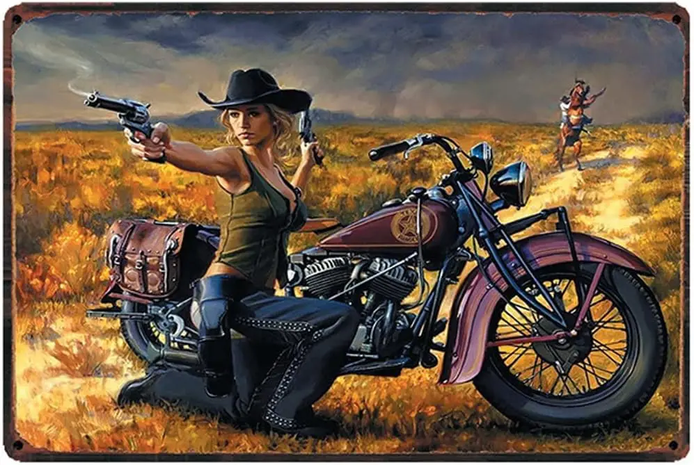 

Оригинальный ретро-дизайн, пастушка и мотоцикл, жестяные металлические вывески, настенное искусство | Толстая жесть с принтом, украшение стены плаката для алюминия