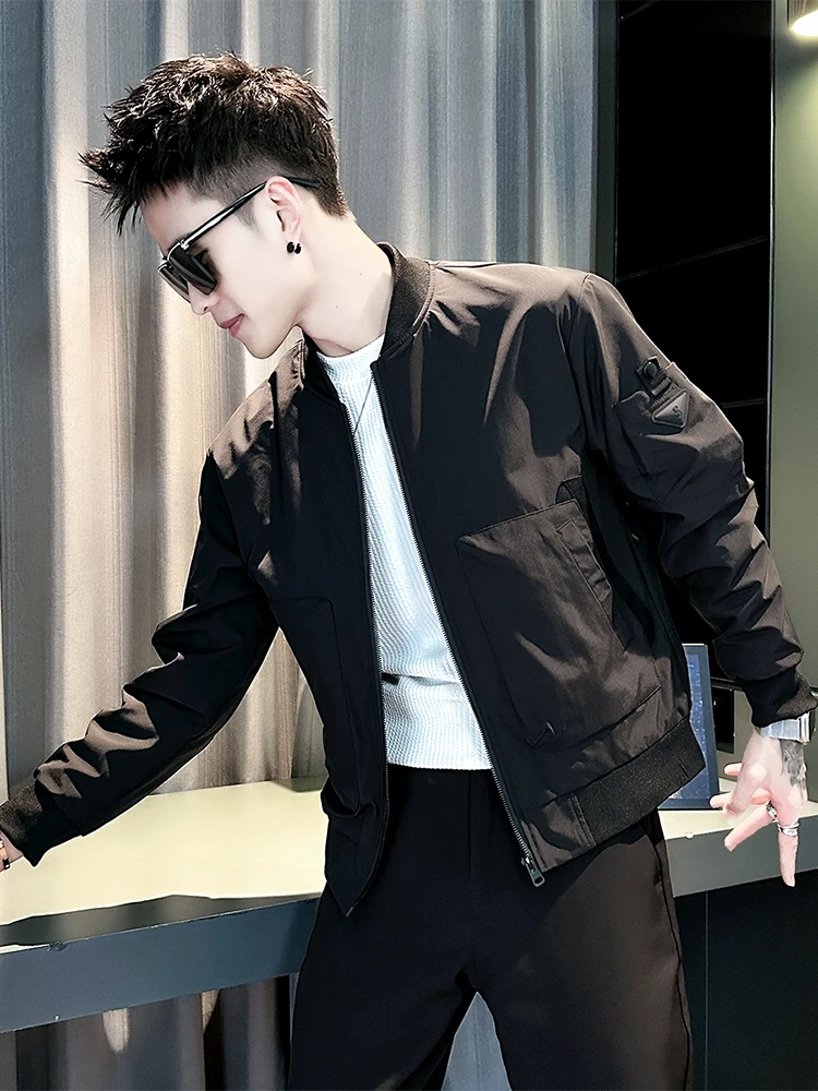 

Trendy Baseball Jaet Men's Casual Spring Autumn Faion American Sle Workwear Outerwear Zipper Closure Long Sve Polyester