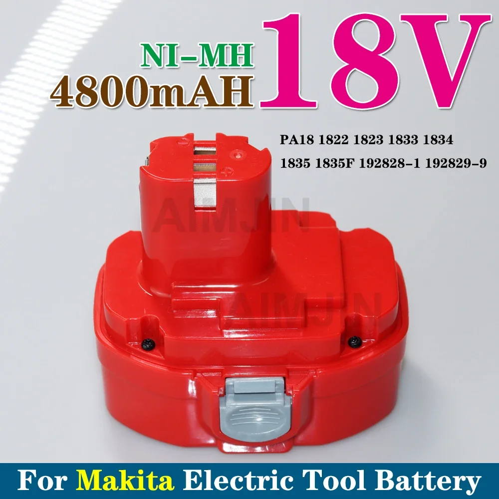 

For Makita PA18 Replace battery 18V 4800mAh Ni-MH With PA18 1822 1823 1834 1835 192827-3 192829-9 193159-1 193140-2 Rechargeable