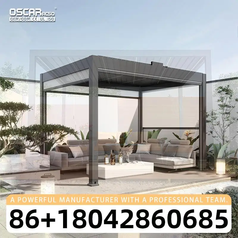12' * 12' Delivery Patio Balcony Modern Pergola Kits with Screens Outdoor Garden Courtyard Solutions pergola