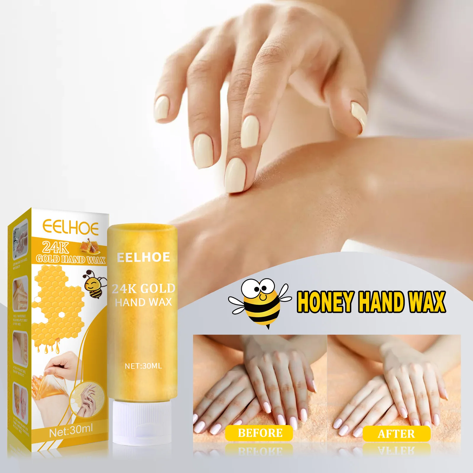 Nourishing Honey Hand Wax Mask 24k Gold Moisturizing Exfoliating Care Whitening Firming Smooth Hands Cream Hydrating Hand Cream