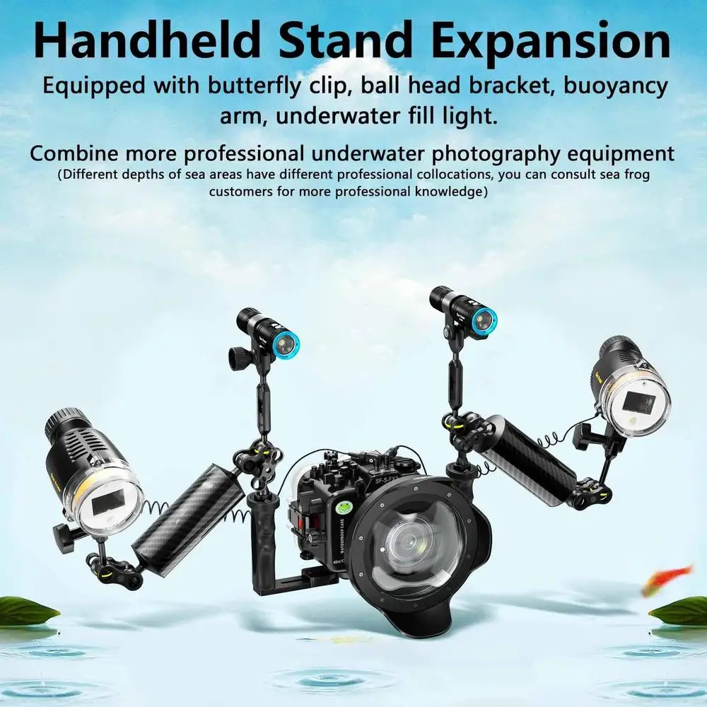 Seafrogs 40M/130FT Underwater Housing Waterproof Case Scuba Diving Housing for Sony FX3 with 16-35mm F2.8,24-105mm F4 G