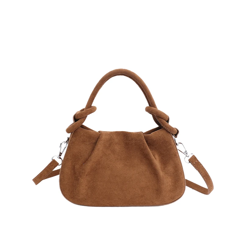 

2025 Versatile Commuting Solid Color Shoulder Bags Large Capacity Faux Suede Zipper Crossbody Bags Simple Ladies Bags on Sale