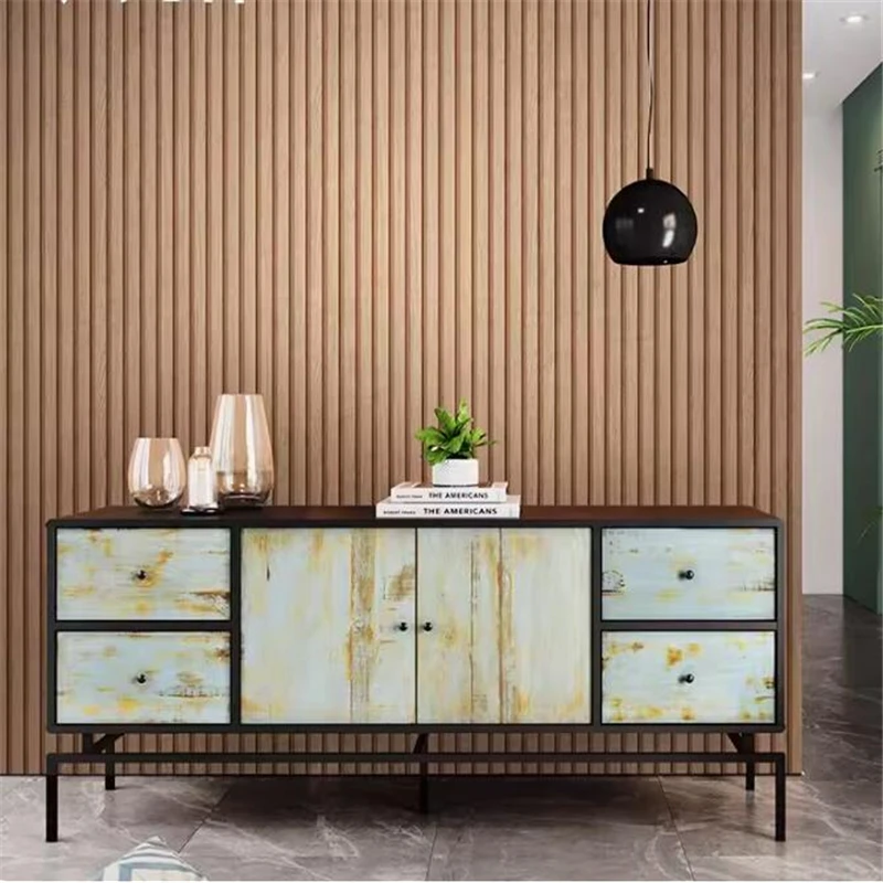 2024 Modern minimalist new Chinese style 3D wood grain grille wallpaper bedroom tea room living room sofa background wallpaper