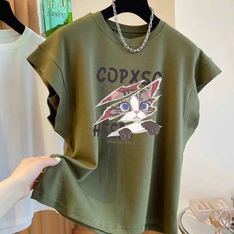 

Oversized New Fashion Loose Cartoon T-Shirts Female Casual Printing O-neck Top Tee Women Clothes Letter Tee Shirt All-match Tops